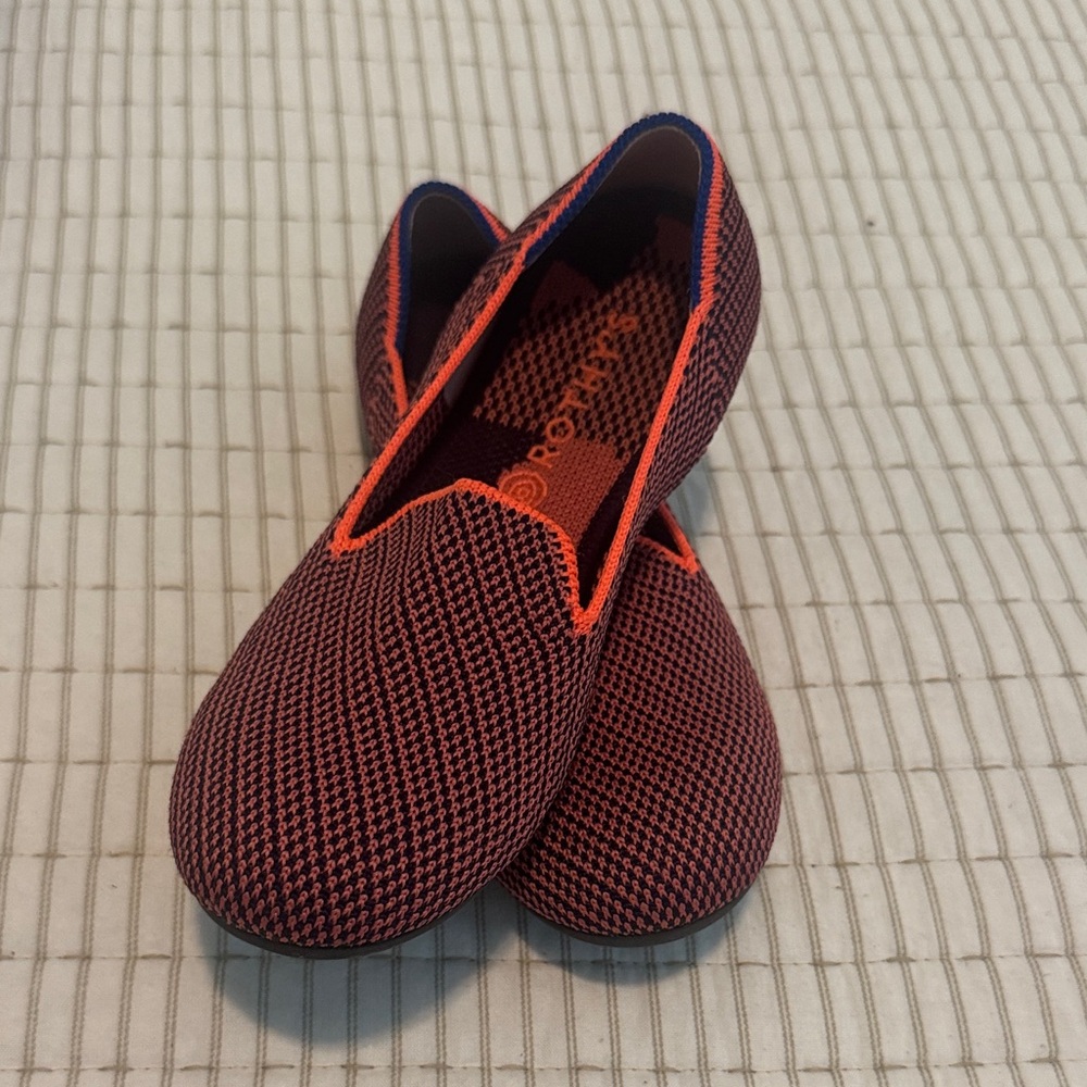 Rothy's Kids loafers - neon orange and black